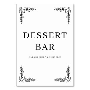Elegant Black Dessert Bar Sign Table Number