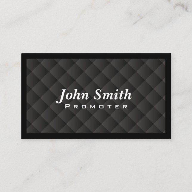 Elegant Black Diamond Quilt Promoter Business Card (Front)