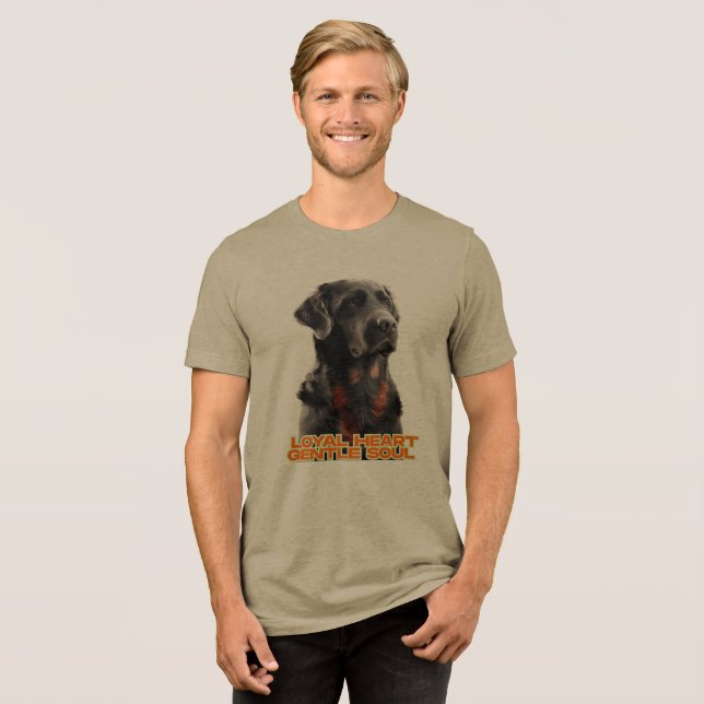 Elegant Black Dog Portrait-Realistic Pet Art Tri-Blend Shirt (Front Full)