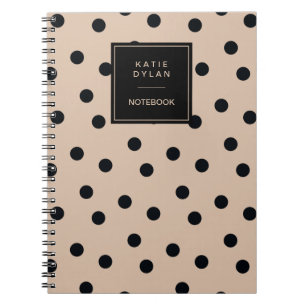 Elegant Black Dots on Beige Notebook