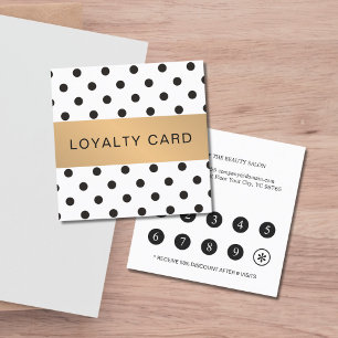Elegant Black Dotted Faux Gold Stripe Loyalty Card