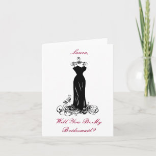 Elegant Black Dress & Heels- Bridesmaid Card
