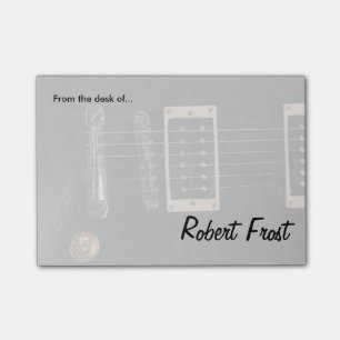Elegant Black Electric Guitar Strings Closeup Post-it Notes