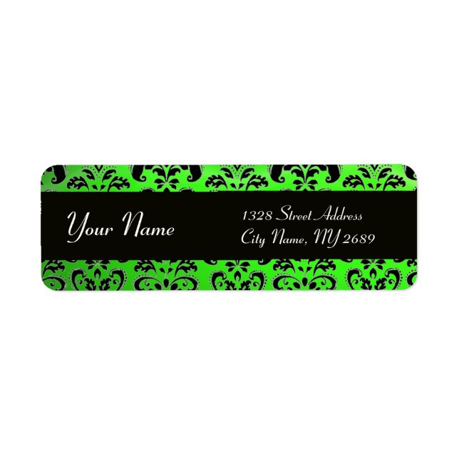 ELEGANT BLACK  EMERALD GREEN  DAMASK (Front)