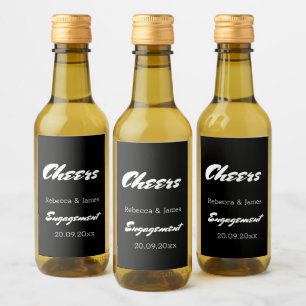 Elegant Black Engagement Wedding Favours Mini  Wine Label