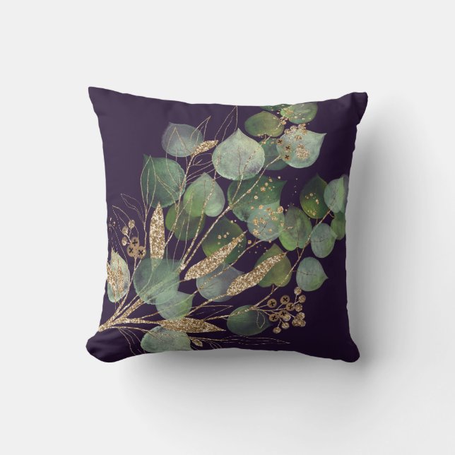 ELEGANT BLACK EUCALYPTUS CUSHION (Front)