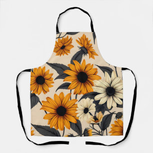 Elegant Black-Eyed Susans On Brown Apron