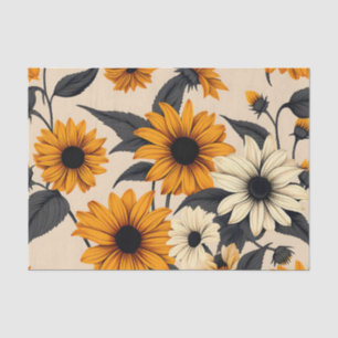 Elegant Black-Eyed Susans On Brown Tissue Paper