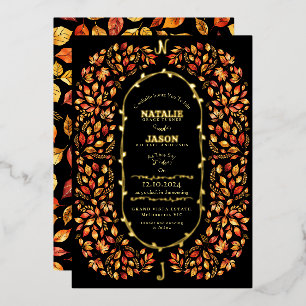 Elegant Black Fall Leaves Rustic Boho Wedding