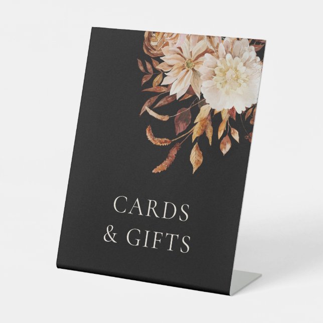 Elegant Black Fall Wedding Pedestal Sign (Front)