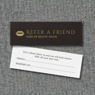 Elegant Black Faux Gold Beauty Salon Referral Card