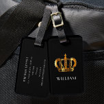 Elegant Black Faux Gold Crown Luggage Tag<br><div class="desc">Personalised Elegant Black Faux Gold Crown Luggage Tag.</div>