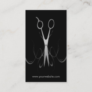 Elegant Black Faux Silver Hairstylist Business Card