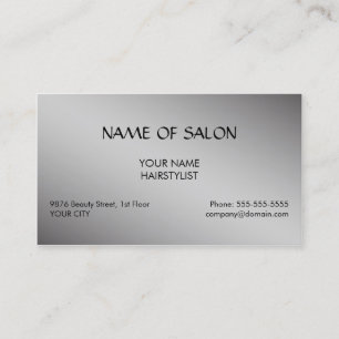 Elegant Black Faux Silver Scissor Hair Stylist Business Card