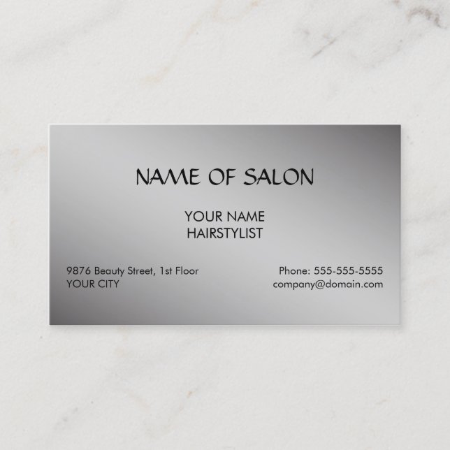 Elegant Black Faux Silver Scissor Hair Stylist Business Card (Front)