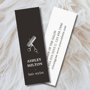 Elegant Black Faux Silver Scissors Hairstylist  Mini Business Card