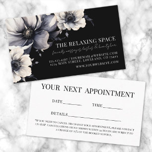 Elegant Black Floral Appointment Reminder Card