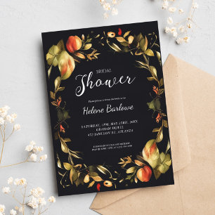 Elegant Black Floral Bridal Shower Invitation