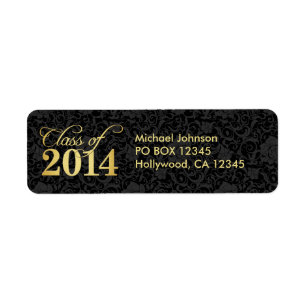 Elegant black floral damask and Gold Class of 2014