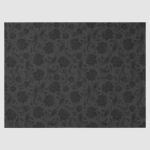 Elegant Black Floral Damasks 2 Over Dark Grey Tissue Paper