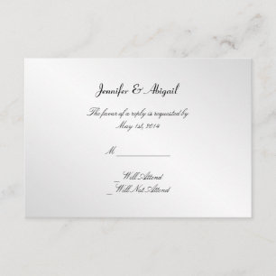 Elegant Black Floral Gay Wedding Response Card