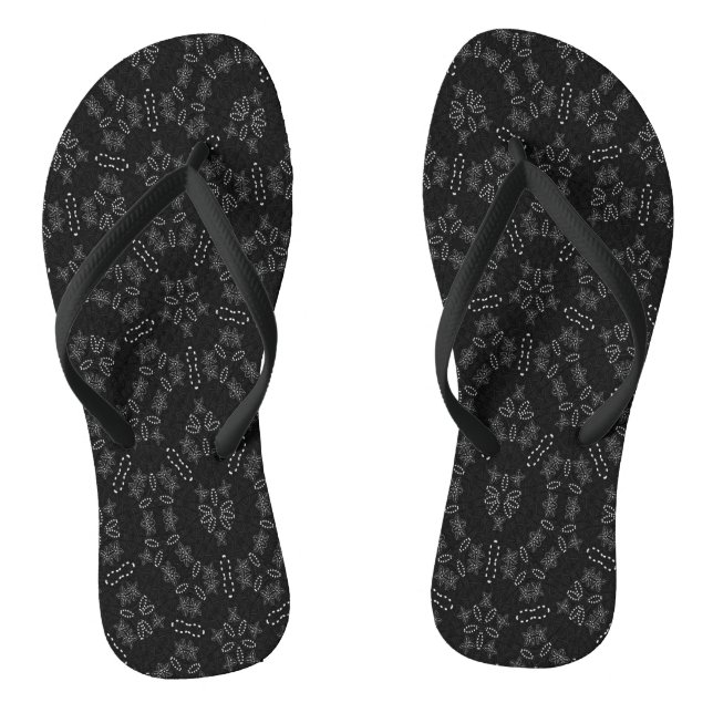 Elegant Black Floral Lace Pattern Summer Flip-Flop Flip Flops (Footbed)