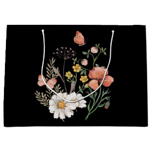 Elegant Black Floral Large Gift Bag