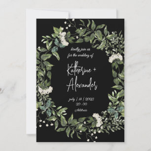 Elegant Black floral Lily wedding Invitation