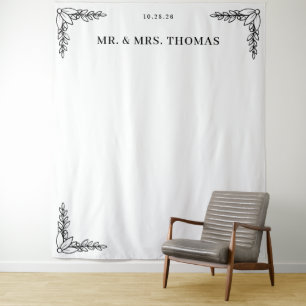 Elegant Black Floral Motions Tapestry