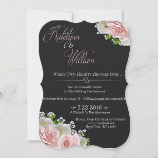 Elegant Black Floral nvitation