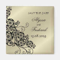 Elegant Black Floral Paisley Vintage Save The Date