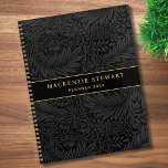 Elegant Black Floral Pattern 2026 Planner<br><div class="desc">Elegant vintage black floral botanical pattern planner with a custom name in gold classic serif typography and "PLANNER" and custom year in gold modern san serif typography.</div>