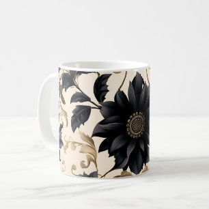 Elegant Black Floral Pattern Coffee Mug