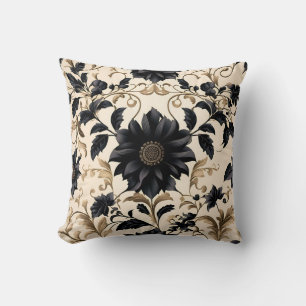 Elegant Black Floral Pattern Cushion
