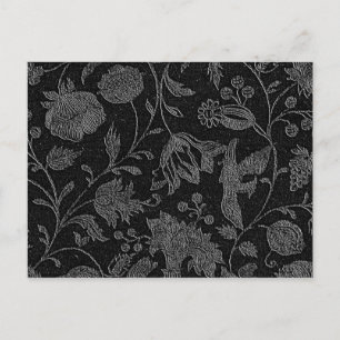 Elegant black floral pattern postcard