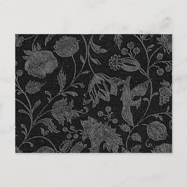 Elegant black floral pattern postcard (Front)