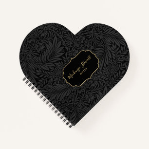 Elegant Black Floral Pattern Sketchbook Notebook