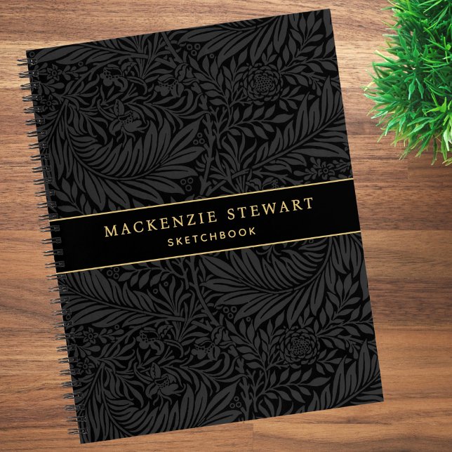 Elegant Black Floral Pattern Sketchbook Notebook (Creator Uploaded)