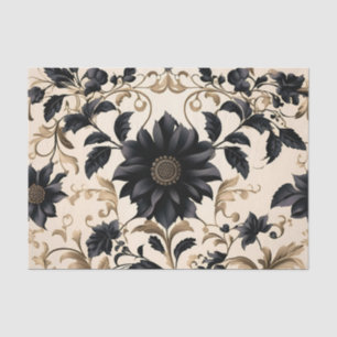 Elegant Black Floral Pattern Tissue Paper
