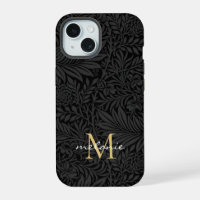 Elegant Black Floral Script Monogram