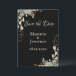 Elegant Black Floral Script Wedding Save The Date<br><div class="desc">Such a beautiful classy elegant wedding save the date. Black is class.</div>