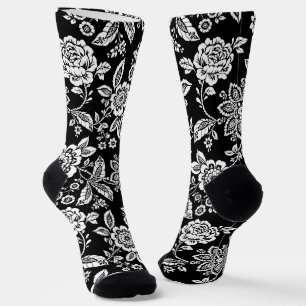 Elegant Black Floral Socks