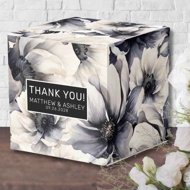 Elegant Black Floral Wedding Favour Box (Elegant Black Floral Wedding Favor Boxes)