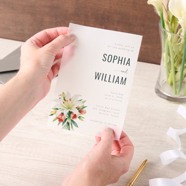 Elegant Black Floral Wedding Invitation (Handheld)