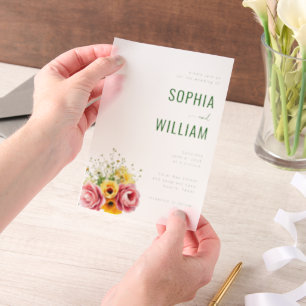 Elegant Black Floral Wedding Invitation