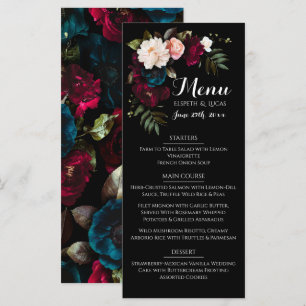 Elegant Black Floral Wedding Menu Template