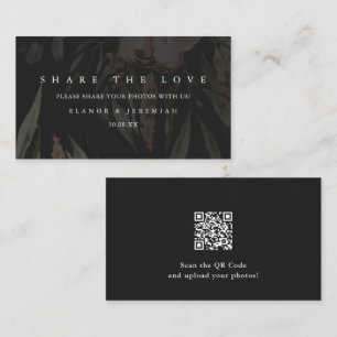 Elegant Black Floral Wedding Share the Love Enclosure Card
