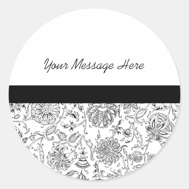 Elegant Black Floral Wedding Stickers (Front)