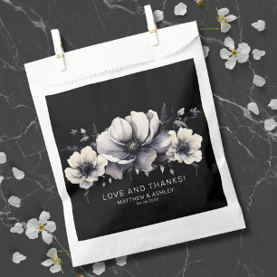 Elegant Black Floral Wedding Thank You Favour Bags