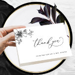 Elegant Black Floral Wedding Thank You Folded Card<br><div class="desc">Thank your guests with this elegant Wedding folded thank you card with delicate modern hand written calligraphy details and beautiful hand drawn black botanical leaves. Option to add on the inside bottom section a printed message or leave in blank so you can hand write individual personal message later on. Ability...</div>